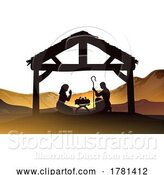 Vector Illustration of Christmas Nativity Scene Silhouette by AtStockIllustration