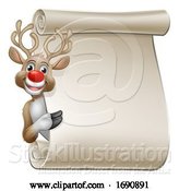 Vector Illustration of Christmas Reindeer Character Scroll by AtStockIllustration