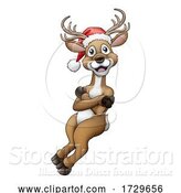 Vector Illustration of Christmas Reindeer in Santa Hat by AtStockIllustration