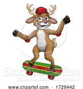 Vector Illustration of Christmas Reindeer Skateboarding by AtStockIllustration