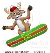 Vector Illustration of Christmas Reindeer Snowboarding Snow Board by AtStockIllustration
