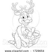 Vector Illustration of Christmas Reindeer with Gift by AtStockIllustration