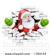 Vector Illustration of Christmas Santa Claus Breaking out Through Wall by AtStockIllustration