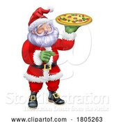 Vector Illustration of Christmas Santa Claus Father Christmas Pizza Chef by AtStockIllustration