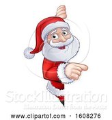 Vector Illustration of Christmas Santa Claus Pointing Around a Sign by AtStockIllustration