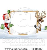 Vector Illustration of Christmas Santa Claus Reindeer Background by AtStockIllustration