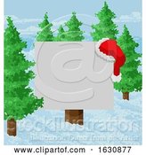 Vector Illustration of Christmas Snow Santa Hat Abstract Geometric Sign by AtStockIllustration