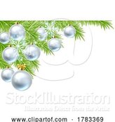 Vector Illustration of Christmas Tree Background Silver Balls Baubles by AtStockIllustration