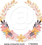 Vector Illustration of Circle Flowers Floral Border Frame Wreath Design by AtStockIllustration