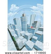 Vector Illustration of City Buildings Comic Book Style Background by AtStockIllustration