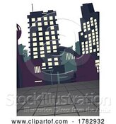 Vector Illustration of City Buildings Pop Art Future Skyline by AtStockIllustration