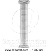 Vector Illustration of Classic Greek Roman Column Pillar Vintage Woodcut by AtStockIllustration