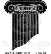 Vector Illustration of Classic Greek Roman Column Pillar Vintage Woodcut by AtStockIllustration