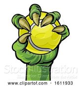 Vector Illustration of Claw Monster Hand Holding a Tennis Ball by AtStockIllustration