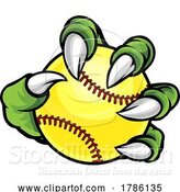 Vector Illustration of Claw Monster Talons Hand Holding Softball Ball by AtStockIllustration