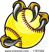 Vector Illustration of Claw Monster Talons Hand Holding Softball Ball by AtStockIllustration