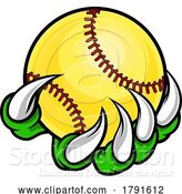 Vector Illustration of Claw Monster Talons Hand Holding Softball Ball by AtStockIllustration