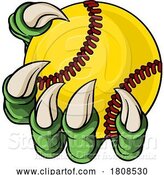 Vector Illustration of Claw Softball Baseball Ball Dragon Monster Hand by AtStockIllustration