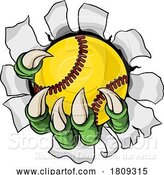 Vector Illustration of Claw Softball Baseball Ball Dragon Monster Hand by AtStockIllustration