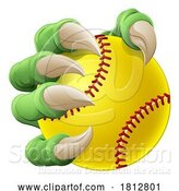 Vector Illustration of Claw Softball Baseball Ball Dragon Monster Hand by AtStockIllustration