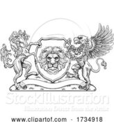 Vector Illustration of Coat of Arms Crest Griffin Horse Family Shield by AtStockIllustration