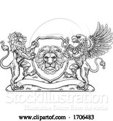 Vector Illustration of Coat of Arms Crest Griffin Lion Family Shield Seal by AtStockIllustration