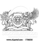 Vector Illustration of Coat of Arms Crest Griffin Unicorn Lion Shield by AtStockIllustration