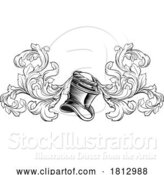 Vector Illustration of Coat of Arms Crest Knight Helmet Heraldry Design by AtStockIllustration
