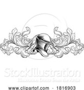 Vector Illustration of Coat of Arms Crest Knight Helmet Heraldry Design by AtStockIllustration