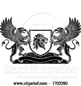 Vector Illustration of Coat of Arms Crest Lion Griffin or Griffon Shield by AtStockIllustration