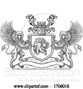 Vector Illustration of Coat of Arms Crest Lion Griffin or Griffon Shield by AtStockIllustration