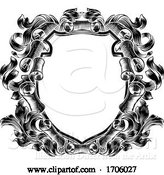 Vector Illustration of Coat of Arms Crest Scroll Leaves Heraldic Shield by AtStockIllustration