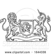 Vector Illustration of Coat of Arms Heraldic Lion and Unicorn Shield by AtStockIllustration