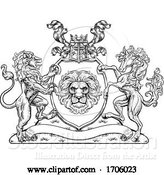 Vector Illustration of Coat of Arms Horse Lions Crest Shield Family Seal by AtStockIllustration