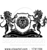 Vector Illustration of Coat of Arms Horse Lions Crest Shield Family Seal by AtStockIllustration