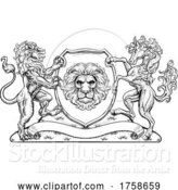 Vector Illustration of Coat of Arms Horse Lions Crest Shield Family Seal by AtStockIllustration