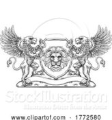 Vector Illustration of Coat of Arms Lion Griffin or Griffon Crest Shield by AtStockIllustration