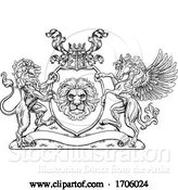 Vector Illustration of Coat of Arms Pegasus Lion Crest Shield Family Seal by AtStockIllustration