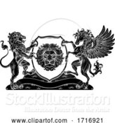 Vector Illustration of Coat of Arms Pegasus Lion Crest Shield Family Seal by AtStockIllustration