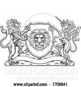 Vector Illustration of Coat of Arms Unicorn Lion Crest Shield Family Seal by AtStockIllustration