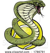 Vector Illustration of Cobra Snake Tennis Ball Animal Sports Team Mascot by AtStockIllustration