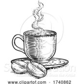 Vector Illustration of Coffee Beans and Cup Vintage Woodcut Illustration by AtStockIllustration