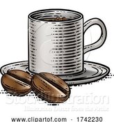 Vector Illustration of Coffee Beans and Cup Vintage Woodcut Illustration by AtStockIllustration