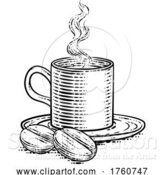 Vector Illustration of Coffee Beans and Cup Vintage Woodcut Illustration by AtStockIllustration