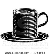 Vector Illustration of Coffee Tea Cup Hot Drink Mug Woodcut Etching by AtStockIllustration