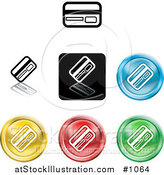 Vector Illustration of Colored ATM, Debit and Credit Card Icon Buttons by AtStockIllustration