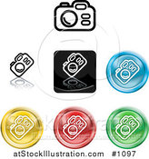 Vector Illustration of Colored Digital Camera Icons by AtStockIllustration