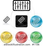 Vector Illustration of Colored Equalizer Icon Buttons by AtStockIllustration