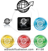 Vector Illustration of Colored Globe Icon Buttons by AtStockIllustration