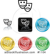 Vector Illustration of Colored Mask Icon Buttons by AtStockIllustration